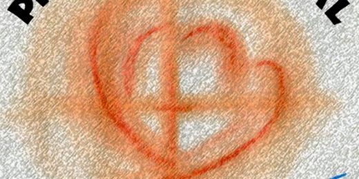 Man sieht den Schriftzug Pfarrei Brohltal Herz Jesu. Dieser umrahmt ein Kreuz mit Farbverläufen. Drumherum sind Wellen zu sehen